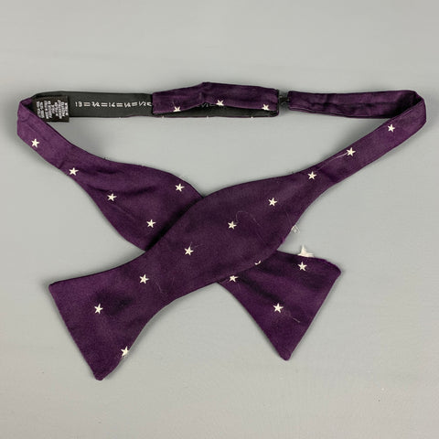 PAUL SMITH Purple White Stars Silk Bow Tie