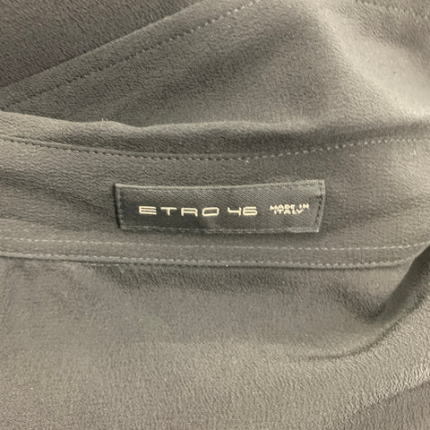 ETRO Size M Black Multi-Color Silk Applique Button Up Shirt