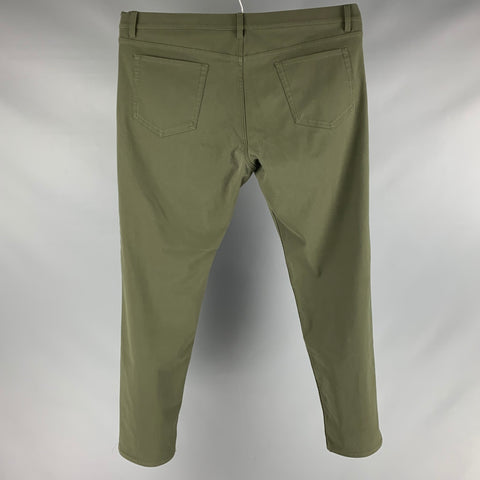THEORY Size 40 Green Twill Cotton Blend Casual Pants