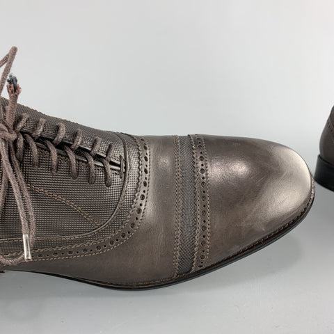 JOHN VARVATOS Taille 11 Cuir texturé marron Cap Toe Lace Up