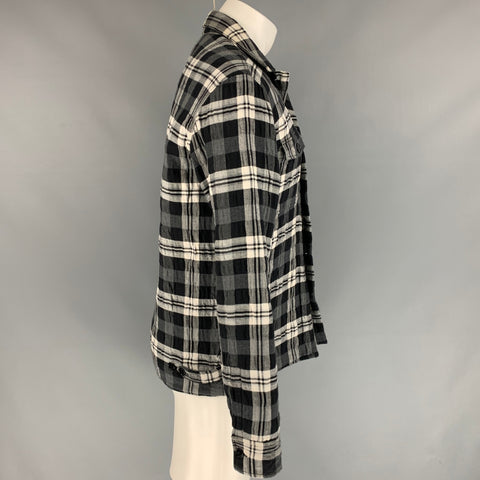 C'N'C by CoSTUME NATIONAL Size 40 Black & White Plaid Polyester / Cotton Shirt Jacket
