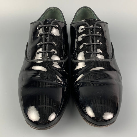 LANVIN Taille 10 Chaussures à lacets en cuir noir