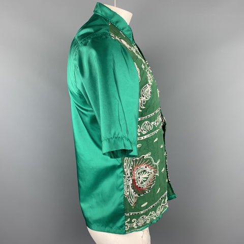 JUNYA WATANABE MAN Size L Emerald Green Embroidered Short Sleeve Shirt