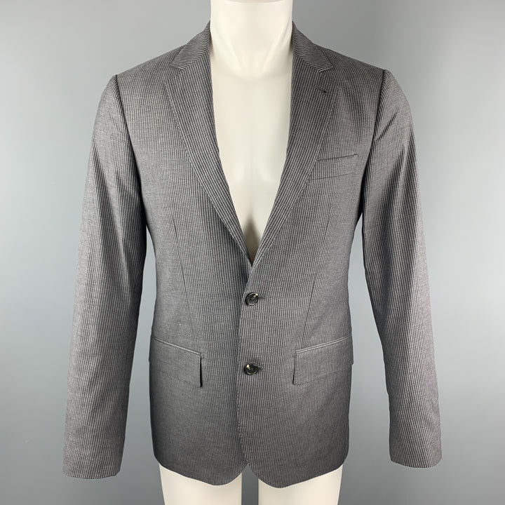 CLUB MONACO Size 38 Grey Stripe Regular Cotton Notch Lapel Sport Coat