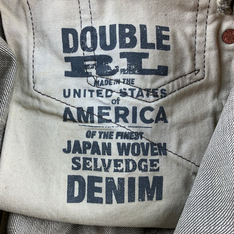 RRL by RALPH LAUREN Size 30 Khaki Washed Distressed Denim Button Fly Jeans