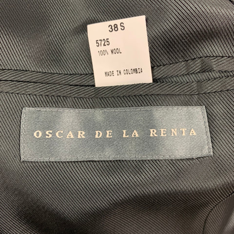OSCAR DE LA RENTA Size 38 Grey Black Herringbone Wool Sport Coat