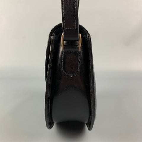Vintage CELINE Black Leather Crest Saddle Handbag