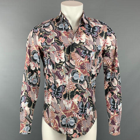 VALENTINO Size S Multi-Color Print Cotton Hidden Button Long Sleeve Shirt