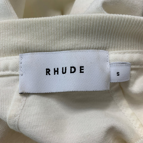 RHUDE Size S Cream Brown Cotton Short Sleeve T-shirt