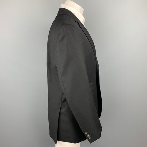PAL ZILERI Size 40 Long Black Wool Notch Lapel Sport Coat