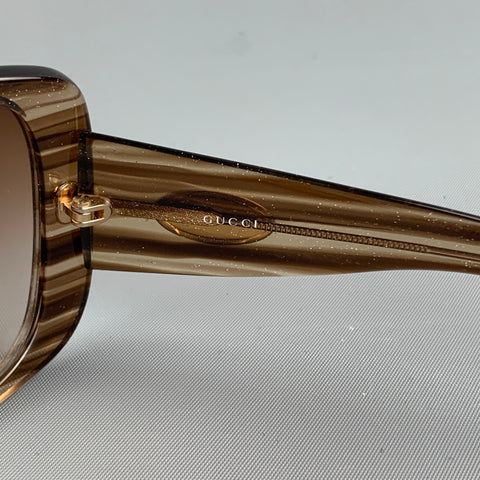 GUCCI Brown & Beige Acetate Glitter Sunglasses