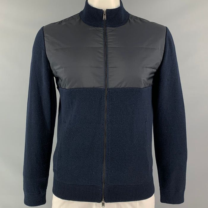HUGO BOSS Cotton &  Wool Navy Blue Chest Size L Zip Jacket