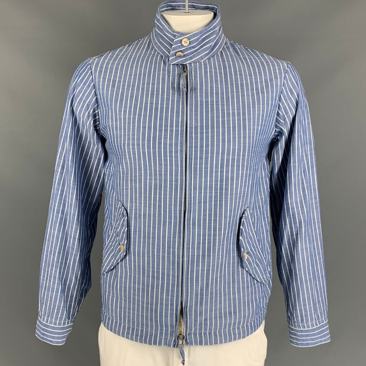 45rpm Size L Blue & White Stripe Cotton Zip Up Jacket