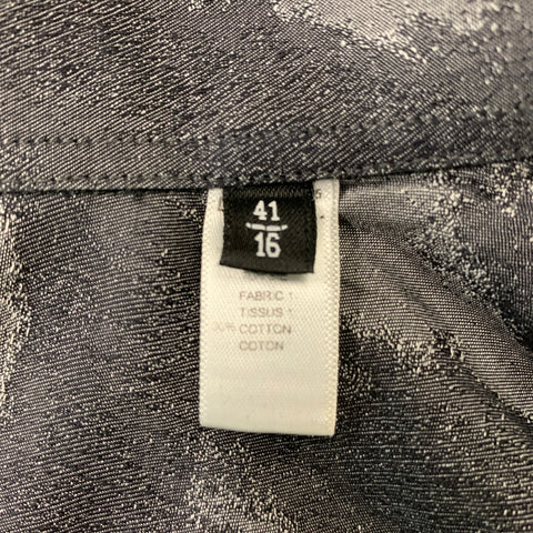EMPORIO ARMANI Size M Charcoal Grey Print Cotton Long Sleeve Shirt