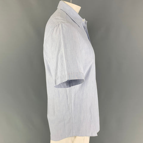 ACNE STUDIOS Size L Light Blue Cotton Short Sleeve Shirt