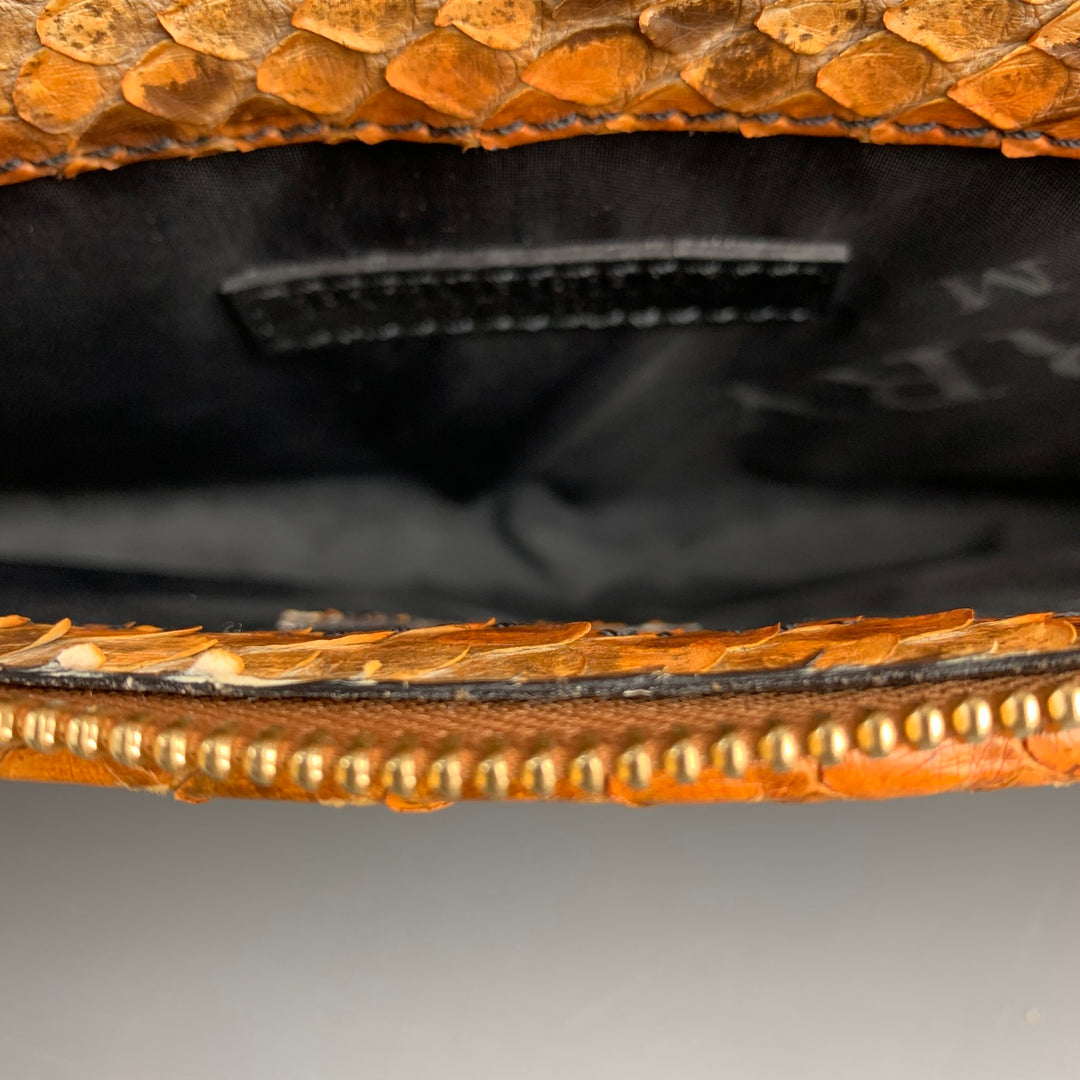 BURBERRY PRORSUM Brown & Tan Python Skin Leather Clutch Shoulder Bag