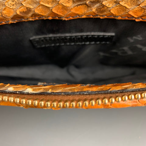 BURBERRY PRORSUM Brown & Tan Python Skin Leather Clutch Shoulder Bag