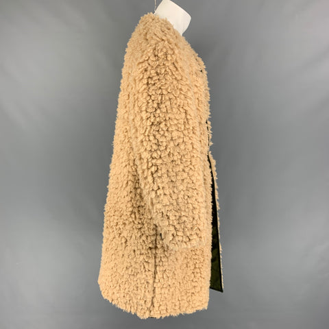 R13 Size S Khaki Olive Textured Polyester Collarless Coat