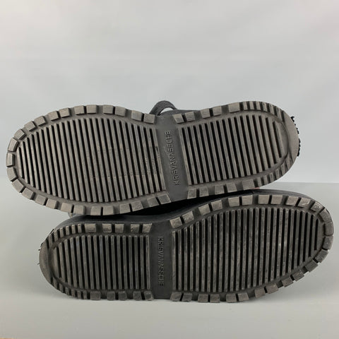 KRIS VAN ASSCHE Size 9 Black Solid Leather Boots