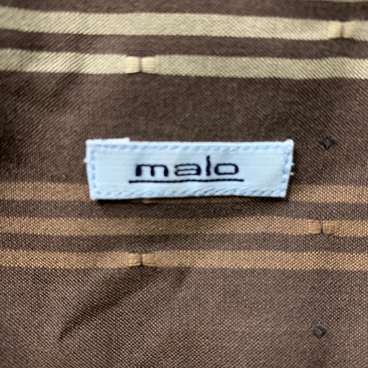 MALO Size XXL Brown Stripe Cotton Button Up Long Sleeve Shirt