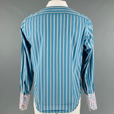 ROBERT GRAHAM Size L Blue White Stripe Cotton Long Sleeve Shirt