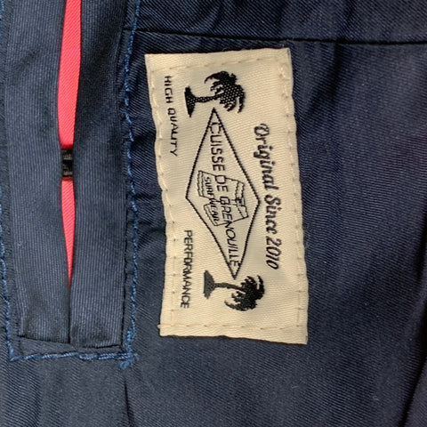 CUISSE DE GRENOUILLE Size M Navy & Neon Pink Two Toned Polyester Swim Trunks