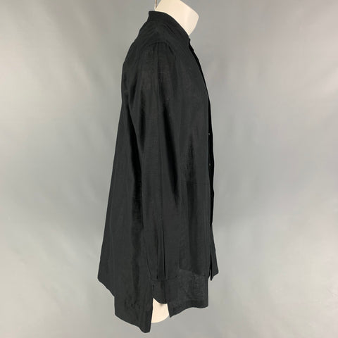 1/8 TAKAMURA Size M Black Linen Cotton Hidden Buttons Long Sleeve Shirt
