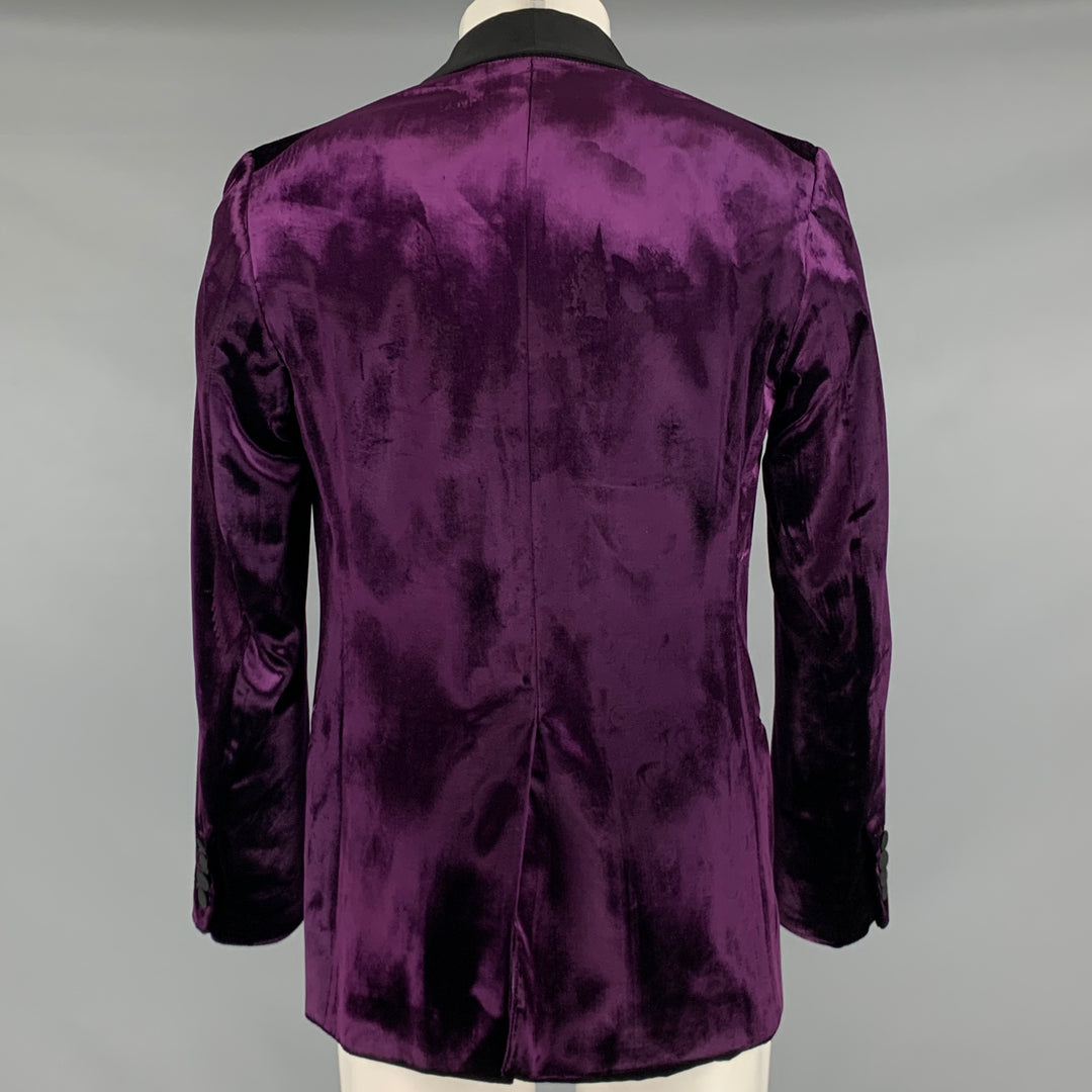 BALLY Size 38 Purple Black Velvet Shawl Collar Sport Coat