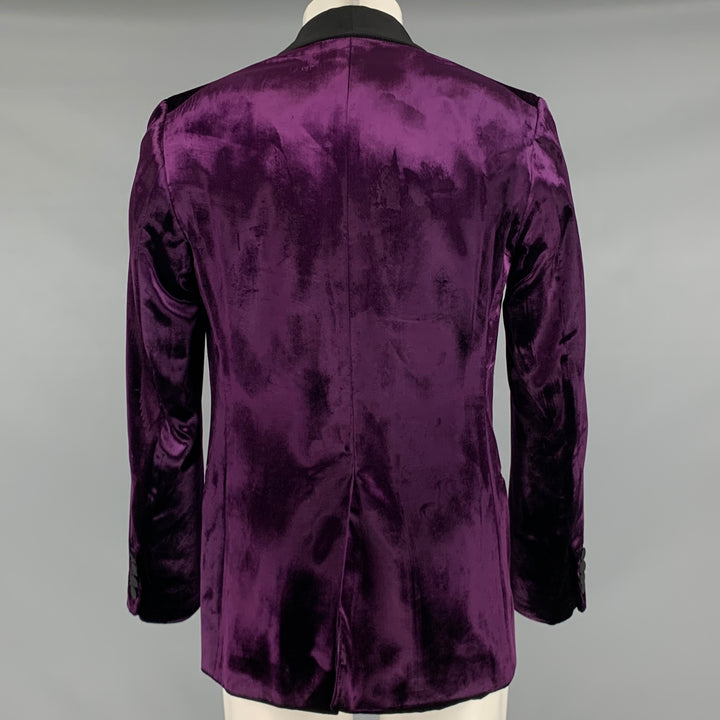 BALLY Size 38 Purple Black Velvet Shawl Collar Sport Coat