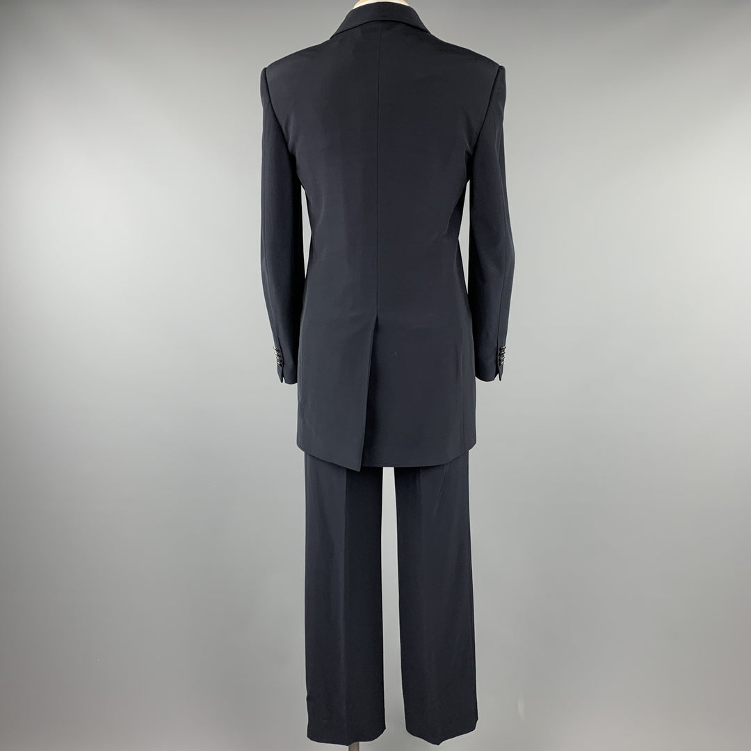 CARLO PIGNATELLI Size 38 Long Navy Acetate Blend Collar Suit