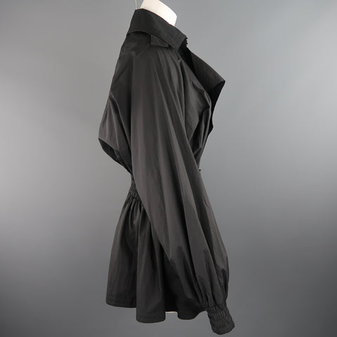CHANEL Size 6 Black Double Breasted Balloon Sleeve Windbreaker Jacket