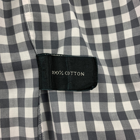 TOM FORD Size XL Grey & White Checkered Cotton Button Up Long Sleeve Shirt