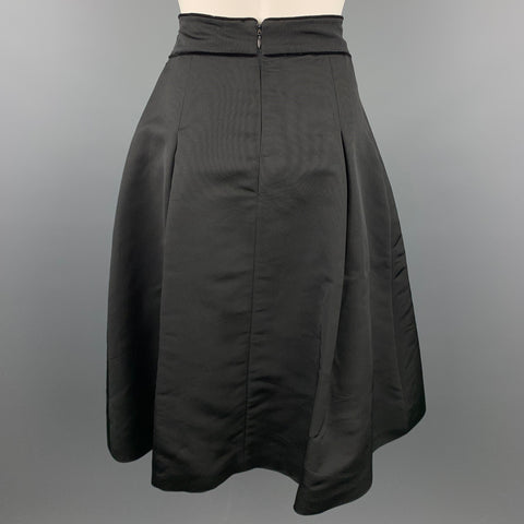 HEIDI WEISEL Size 10 Black Pleated Tafeta Silk Pleated Evening Skirt