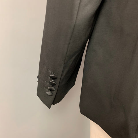 HUGO BOSS Talla 44 Abrigo deportivo regular con solapa de pico de lana negra