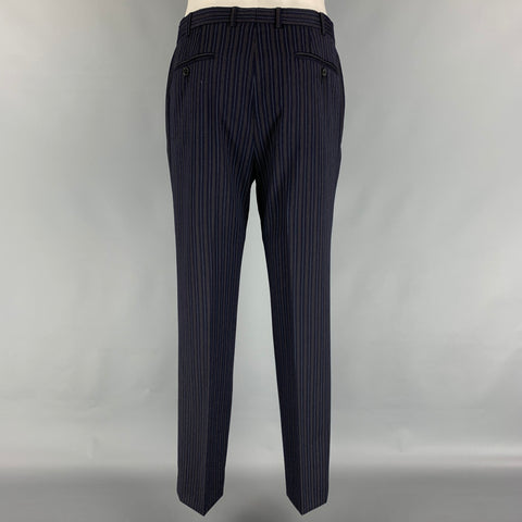 ERMENEGILDO ZEGNA Size 38 Navy & Brown Stripe Wool Notch Lapel Suit