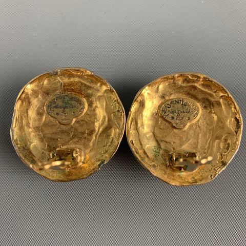 vintage YVES SAINT LAURENT Boucles d’oreilles clip-on en fausses perles dorées