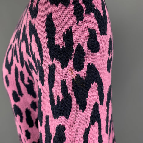 SIBLING LONDON Size S Pink & Black Print Cotton / Viscose Round Neck Pullover Sweater