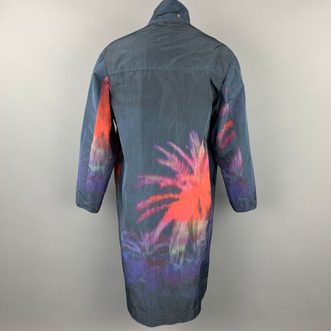 PAUL SMITH Size M Navy Dyed Nylon Hidden Button Raincoat