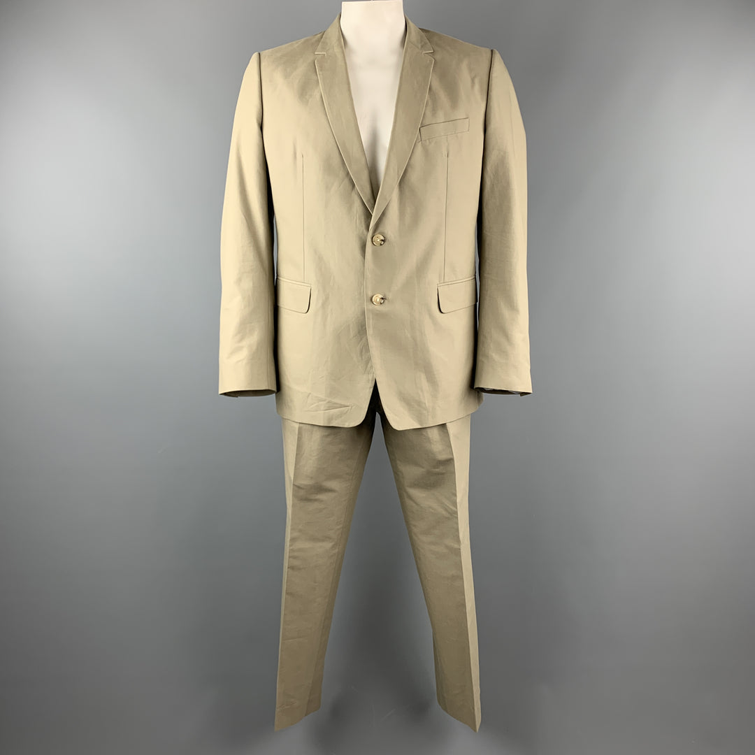 DRIES VAN NOTEN 46 Regular Khaki Cotton Suit