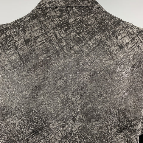 VERSACE COLLECTION Size 50 Charcoal & Black Metallic Print Sport Coat