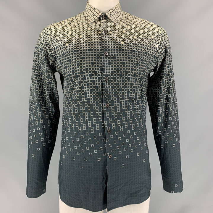 PRADA Size M Black & White Geometric Cotton Button Up Long Sleeve Shirt