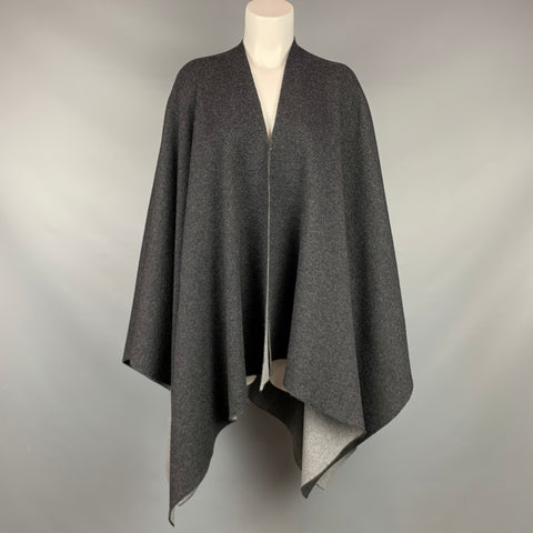 MAX MARA Châle Cape Serra réversible gris et anthracite chiné