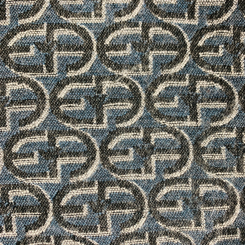 EMPORIO ARMANI Grey Navy Logo Viscose Blend Scarf