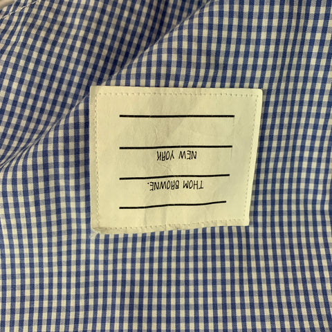 THOM BROWNE Camisa de manga larga con botones de algodón a cuadros azul y blanco talla S