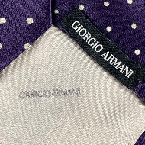 GIORGIO ARMANI Purple White Dots Silk Satin Tie