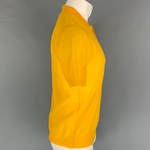 CALVIN KLEIN COLLECTION Size M Yellow Metallic Polyamide Buttoned Polo