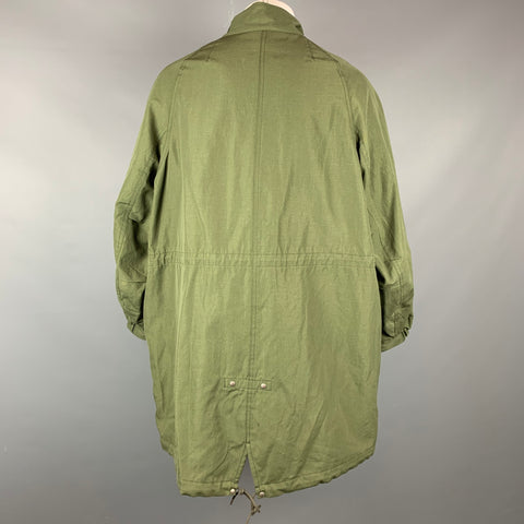VISVIM Talla M Abrigo de cola de pez de gran tamaño de lana / lino verde Six-Five