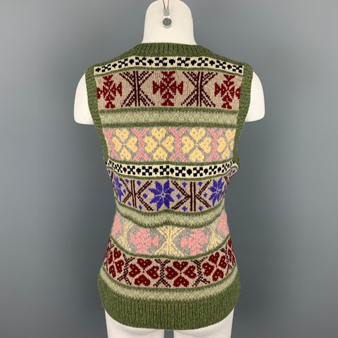 RALPH LAUREN Collection Size M Multi-Color Hand Knit Cashmere / Wool Vest