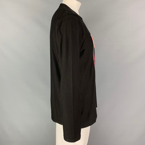 EVEREST ISLES Size XL Black Dark Wave Applique Cotton Long Sleeve T-shirt