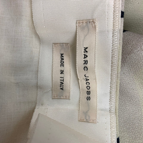 MARC JACOBS Size 32 Beige Charcoal Print Cotton Zip Fly Dress Pants
